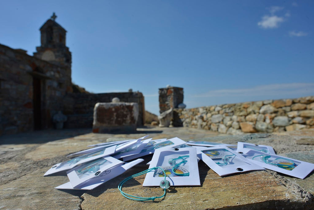 Βραχιόλι ματάκι με χάντρα διάφανη τυρκουάζ μωβ